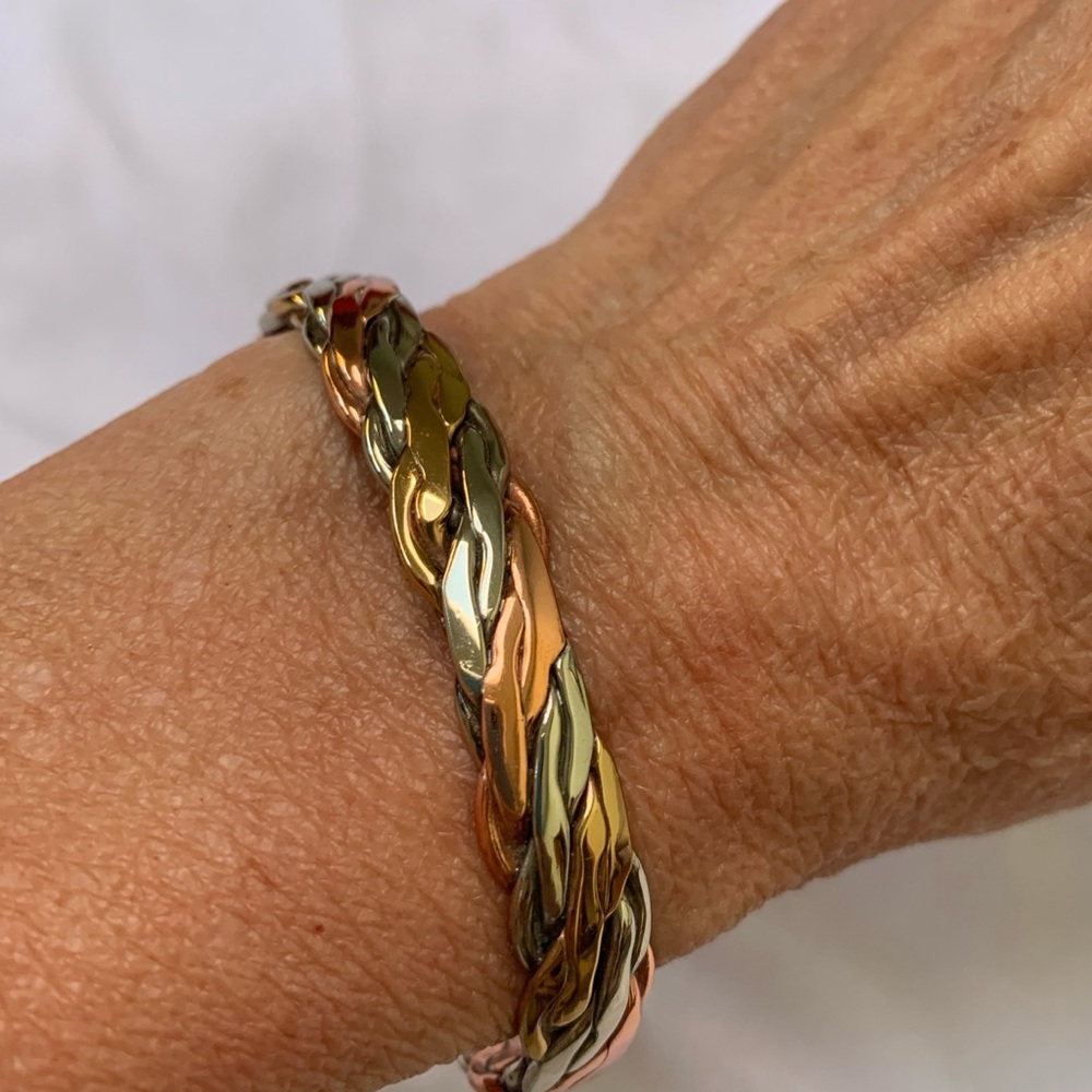Tricolor Twisted Metals Sausalito Craftworks Bracelet Silver Copper Bronze View 2